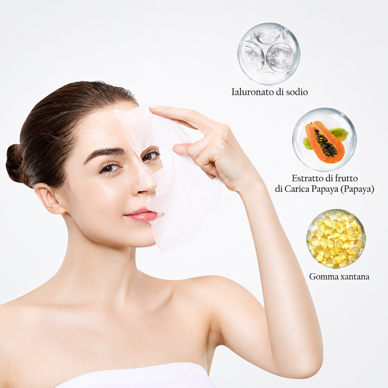 Maschera viso in tessuto alla papaya